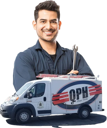 QPH technician standing beside a service van in Indiana