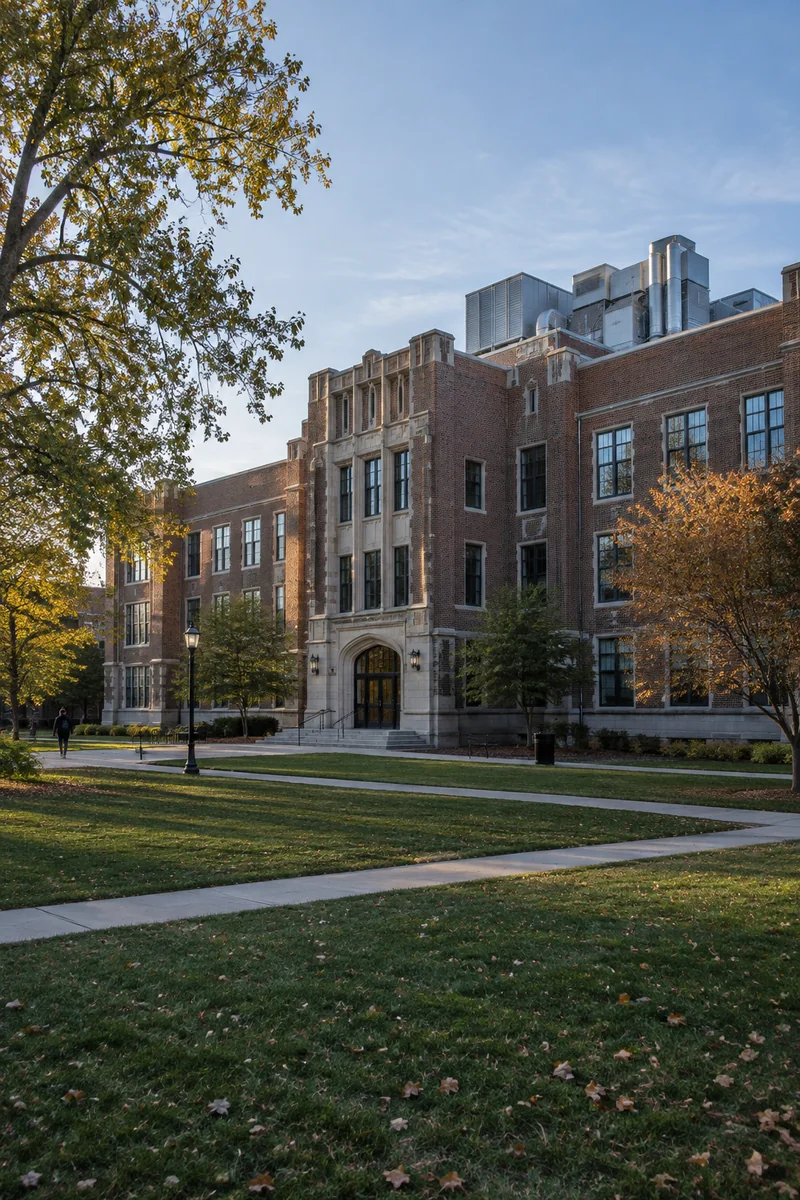 University academic building with rooftop air handling units served by QPH in Indiana